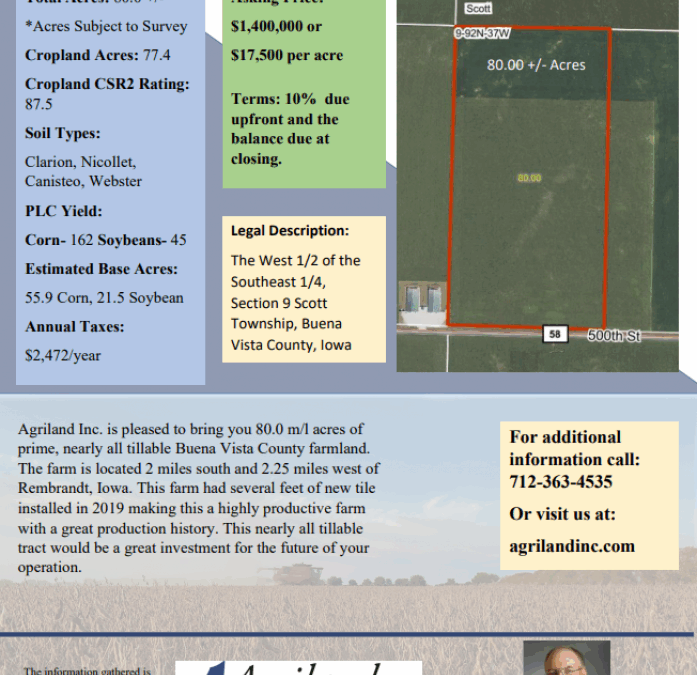 80 Acres near Rembrandt